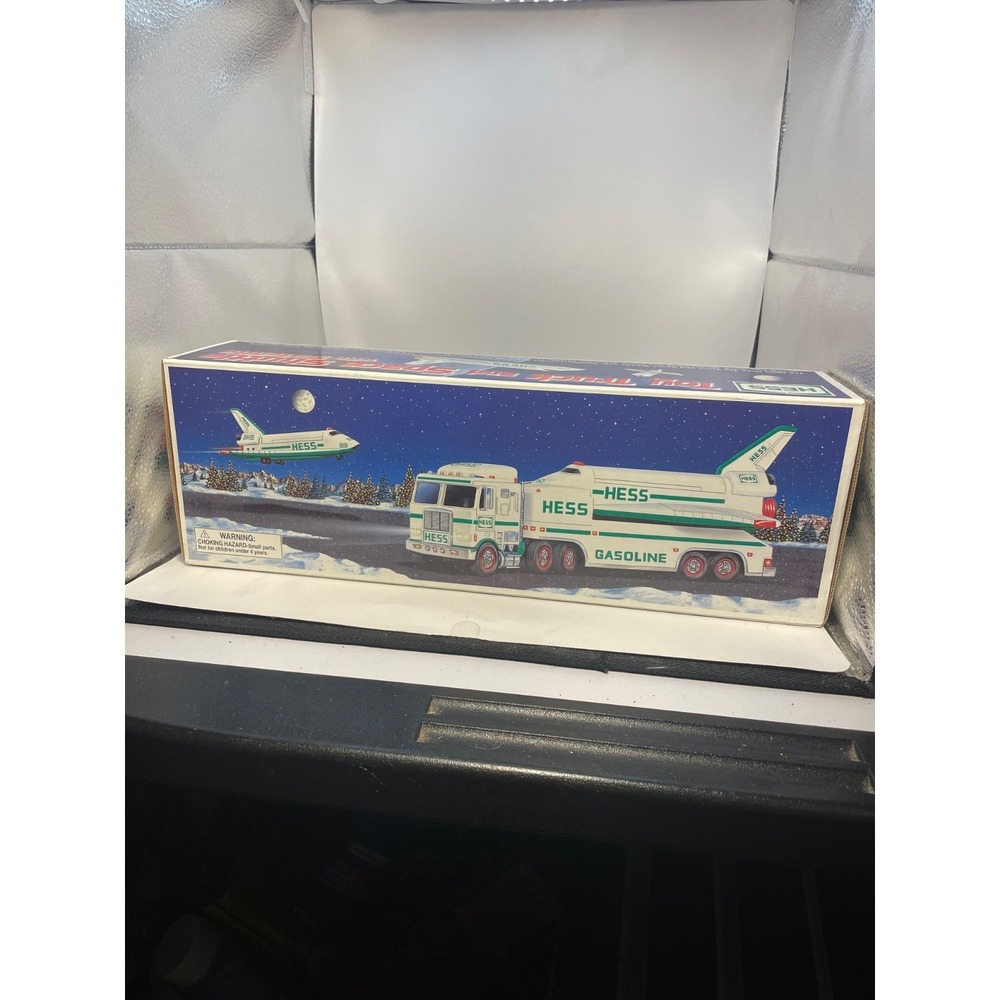 1999 HESSβ "TOY TRUCK" and "SPACE SHUTTLE w/SATELLITE"; STORE DISPLAY "Poster"